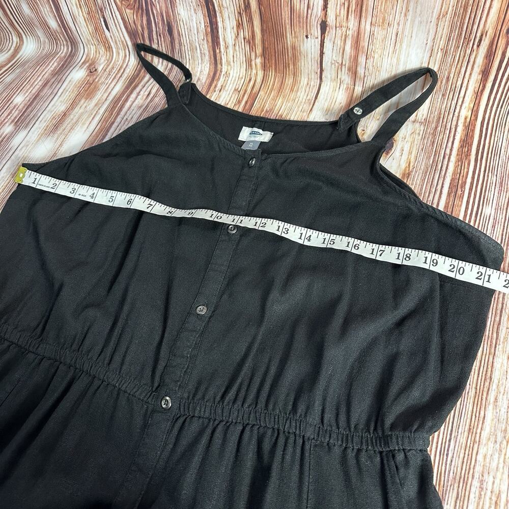 Old Navy BLACK JACK Sz X Large Linen Blend Button Front Sleeveless Maxi Sundress - Picture 3 of 8
